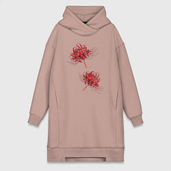 Женское худи-платье Токийский гуль Паучья лилия, цвет: пыльно-розовый