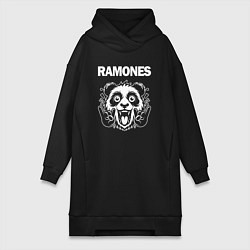 Женское худи-платье Ramones rock panda, цвет: черный