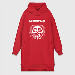 Женское худи-платье Linkin Park rock panda, цвет: красный