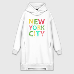 Женское худи-платье New York city colors, цвет: белый