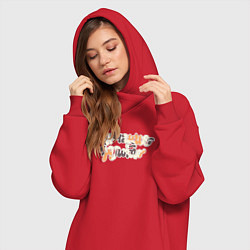 Женское худи-платье Мурчание - золото, цвет: красный — фото 2