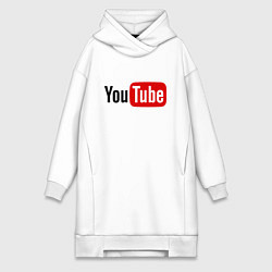 Женское худи-платье You tube logo, цвет: белый