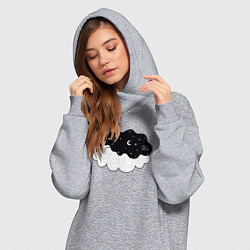 Женское худи-платье Космическая девушка на облаке, цвет: меланж — фото 2