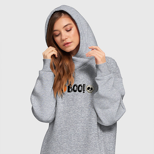 Женская толстовка-платье Тыква и череп: хэллоуинская страшилка / Меланж – фото 3