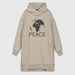 Женское худи-платье Peace the world, цвет: миндальный