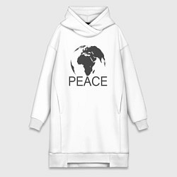 Женское худи-платье Peace the world, цвет: белый