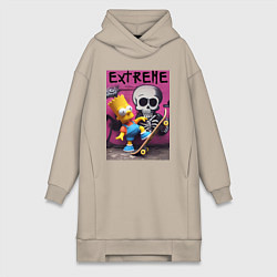 Женская толстовка-платье Bart Simpson and skateboard - extreme