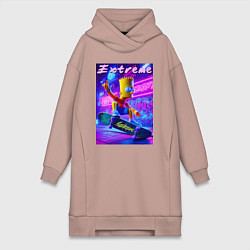 Женское худи-платье Bart Simpson on a skateboard - extreme ai art, цвет: пыльно-розовый