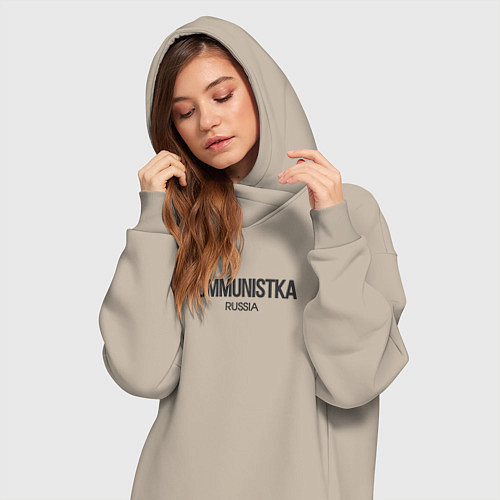 Женская толстовка-платье Kommunistka - коммунистка / Миндальный – фото 3