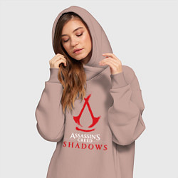 Женское худи-платье Assassins creed shadows logo, цвет: пыльно-розовый — фото 2