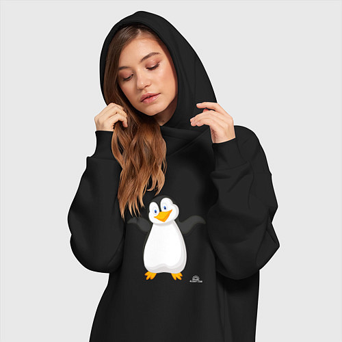 Женская толстовка-платье Веселый пингвин красивый / Черный – фото 3