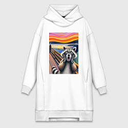 Женская толстовка-платье Енот кричит - мем нейросеть