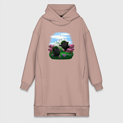 Женское худи-платье Духи леса, цвет: пыльно-розовый