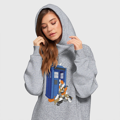 Женская толстовка-платье Тардис и котики / Меланж – фото 3