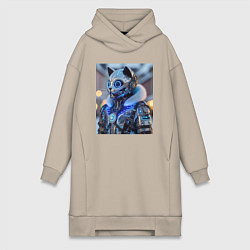 Женское худи-платье Cyber cat - ai art fantasy, цвет: миндальный