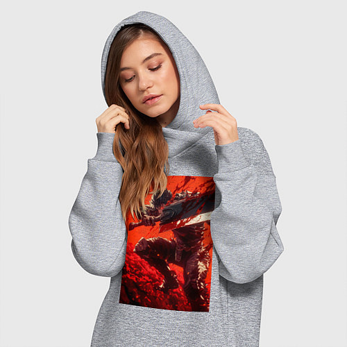 Женская толстовка-платье Берсерк Гатс Чёрный мечник проклятый / Меланж – фото 3