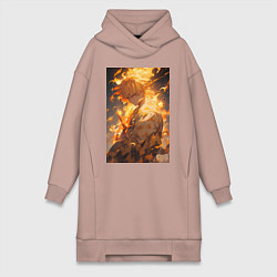 Женское худи-платье Клинок, рассекающий демонов Дзэнъицу Агацума, цвет: пыльно-розовый