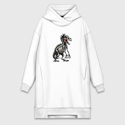 Женское худи-платье Скелет доисторического динозавра, цвет: белый