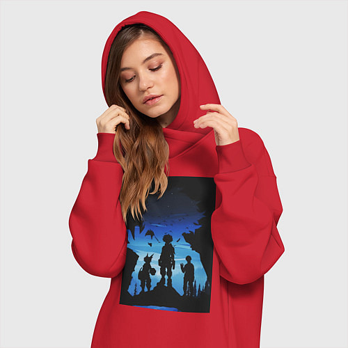 Женская толстовка-платье Моя геройская академия Идзуку Мидория Кацуки Бакуг / Красный – фото 3