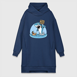 Женское худи-платье Free hugs - shark, цвет: тёмно-синий
