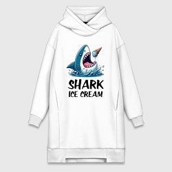 Женское худи-платье Shark ice cream - ai art, цвет: белый