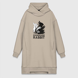 Женское худи-платье Кролик ручной работы, цвет: миндальный