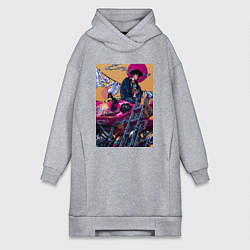 Женское худи-платье Ковбой Бибоп Спайк Шпигель Красный дракон, цвет: меланж