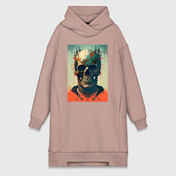 Женское худи-платье Ai art skull - fantasy, цвет: пыльно-розовый