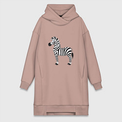 Женское худи-платье Хорошая веселая зебра, цвет: пыльно-розовый