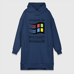 Женское худи-платье Разработанный для windows 98, цвет: тёмно-синий