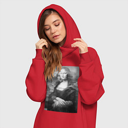 Женское худи-платье Черная-белая Мона Лиза с глюками, цвет: красный — фото 2