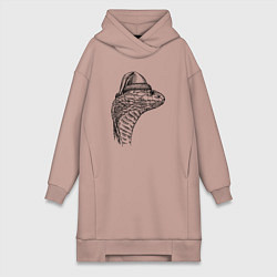 Женское худи-платье Новогодняя кобра, цвет: пыльно-розовый