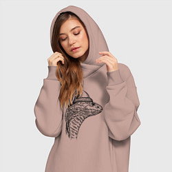 Женское худи-платье Новогодняя кобра, цвет: пыльно-розовый — фото 2