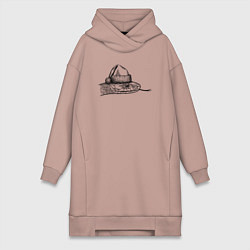 Женское худи-платье Змей новогодний, цвет: пыльно-розовый