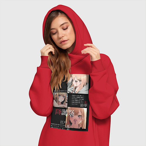 Женская толстовка-платье Марин Китагава коллаж / Красный – фото 3