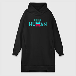 Женское худи-платье Once human logo, цвет: черный