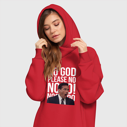 Женская толстовка-платье No god please no - the office / Красный – фото 3