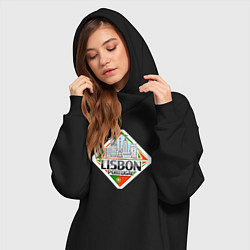 Женское худи-платье Португалия Лиссабон, цвет: черный — фото 2
