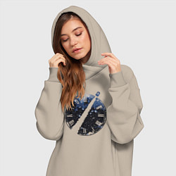 Женское худи-платье Тардис и время, цвет: миндальный — фото 2