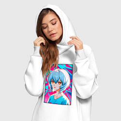 Женское худи-платье Аянами Рей аниме девушка с короткими волосами, цвет: белый — фото 2