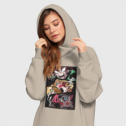 Женское худи-платье Тандзиро Зеницу Инозука манга Клинок рассекающий д, цвет: миндальный — фото 2