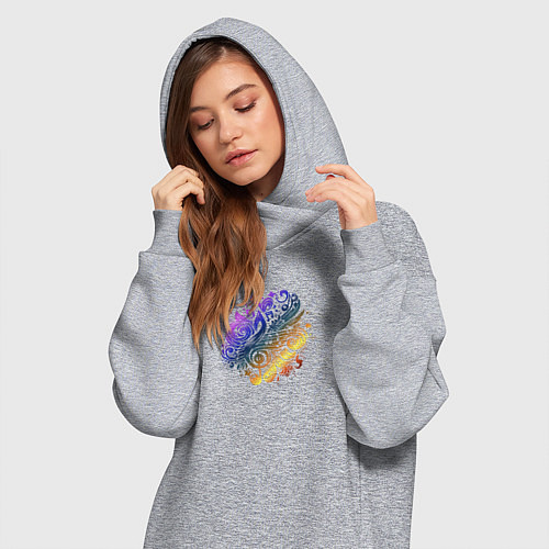 Женская толстовка-платье Орнамент со скрипичным ключом / Меланж – фото 3