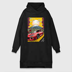Женское худи-платье Toyota Supra jdm автомобиль, цвет: черный