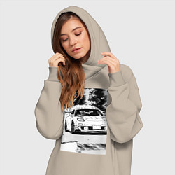 Женское худи-платье Mazda rx-7 автомобиль гоночный, цвет: миндальный — фото 2
