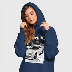 Женское худи-платье Mazda rx-7 авто, цвет: тёмно-синий — фото 2