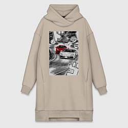 Женское худи-платье Lamborghini initial d, цвет: миндальный