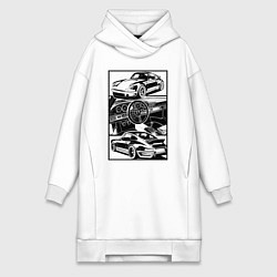 Женское худи-платье Porsche автомобиль классический, цвет: белый