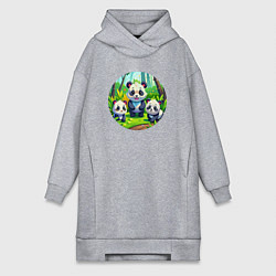 Женское худи-платье Панды в бамбуковом лесу, цвет: меланж
