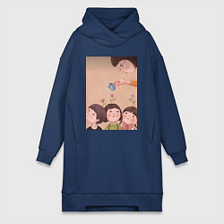 Женское худи-платье Воспитатель, цвет: тёмно-синий