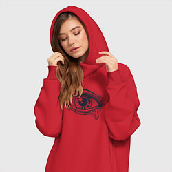 Женское худи-платье Плачущий глаз, цвет: красный — фото 2
